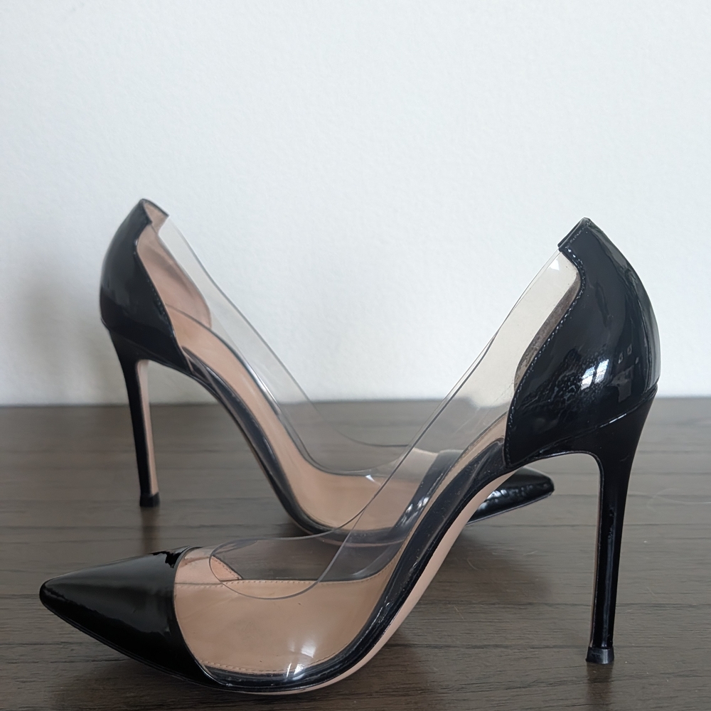 Gianvito Rossi Black and Clear Heels